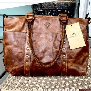 PATRICIA NASH CARDUCCI COGNAC LEATER TOTE PURSE